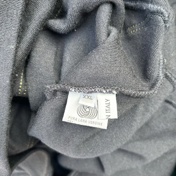 Vintage 90s Paul & Shark Yachting Wool Crewneck Sweater Black Multi Stitch 2XL